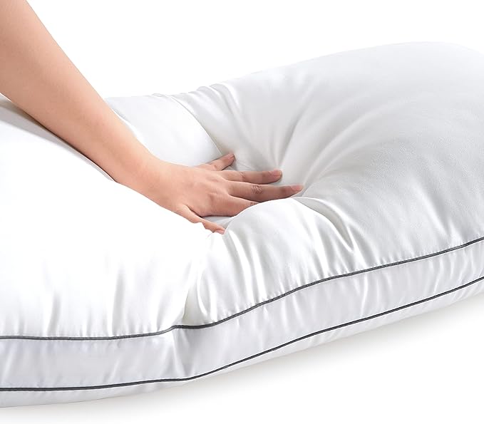 LANE LINEN Bed Pillows Queen Size Set of 2-20"x30" Medium Firm Plush Down Alternative Pillows for Sleeping, Hotel Quality Back Stomach or Side Sleeper Queen Pillow, Cooling Soft Easy Care - White