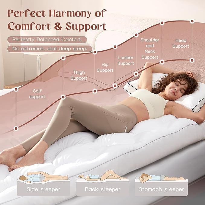 Decroom 4 Inch Mattress Topper Twin for Back Pain Relief, Breathable Memory Foam Mattress Pad, Soft & Supportive Pillow Topper, 75x39x4 Inch
