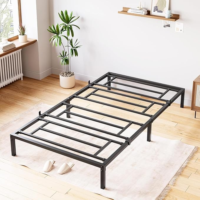 GarveeHome Twin Size Bed Frame, 8 Inch Metal Platform Bed Frames with Heavy Duty Steel Slat Support, No Box Spring Needed, Noise Free,Anti-Sliding Slat,Easy Assembly, Under Bed Storage