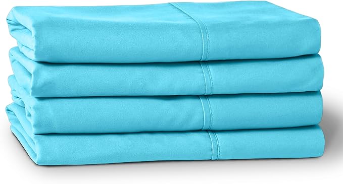 Bare Home Microfiber Bulk Pillow Cases - Standard/Queen Size Set of 4 - Cooling Pillowcases - Double Brushed - Aqua Pillowcases 4 Pack - Easy Care (Standard - 4 Pack, Aqua)