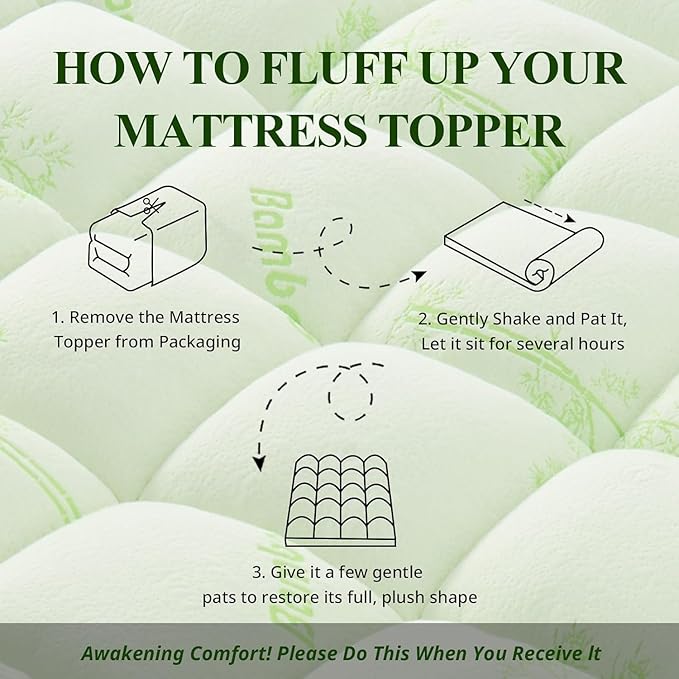 Memory Foam Mattress Topper - Viscose Made from Bamboo Pillow Top Thick Twin XL Size Mattress Pad for Back Pain, Ultra Soft & Cooling for Hot Sleepers, 6-18'' Deep Pocket, Green