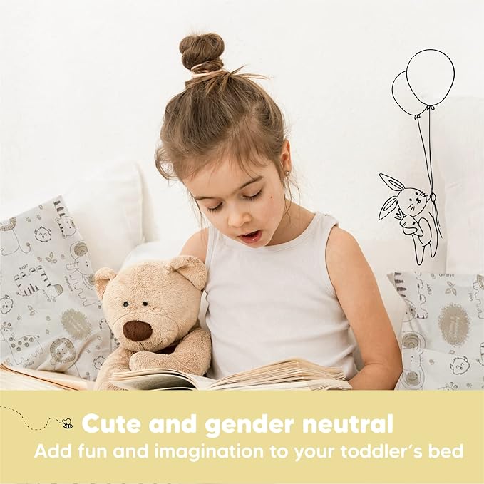 Toddler Pillow with Pillowcase - 13x18 My Little Dreamy Kids Travel Bed Pillows for Sleeping,Organic Cotton Small Pillowcase,Soft & Breathable,Machine Washable,Toddlers 2-5 years old(KeaSafari)