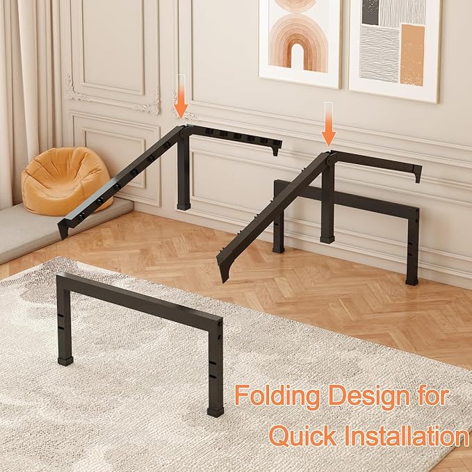 FUIOBYVV Twin XL Bed Frames 14 Inch Heavy Duty Metal Platform Bed Frame Twin Size Support Up to 3500 lbs,No Box Spring Needed,Headboard Hole,Steel Slat Support,Noise Free,Easy Assembly