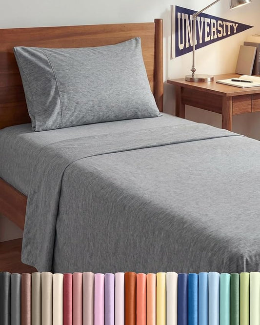 Twin XL Size 3 Piece Sheet Set - Comfy Breathable & Cooling Sheets - Hotel Luxury Bed Sheets for Women & Men - Deep Pockets, Easy-Fit, Soft & Wrinkle Free Sheets - Heathered Grey Oeko-Tex Bed Sheets