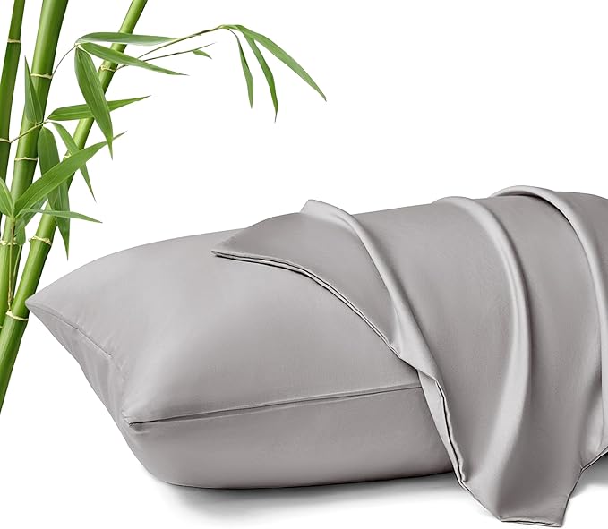 MR&HM Breathable Pillowcase 13"x18" Travel Pillow Case Set of 2, Ultra Soft Pillow Covers, Moisture-Wicking & Skin-Friendly, Envelope Closure (Silver Grey)