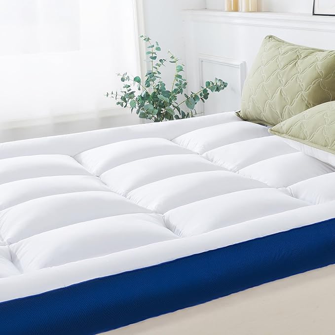 WhatsBedding 5 Inch King Mattress Topper for Back Pain Relief, Filled with Breathable & Soft Memory Foam Pillow Top,4 Elastic Straps