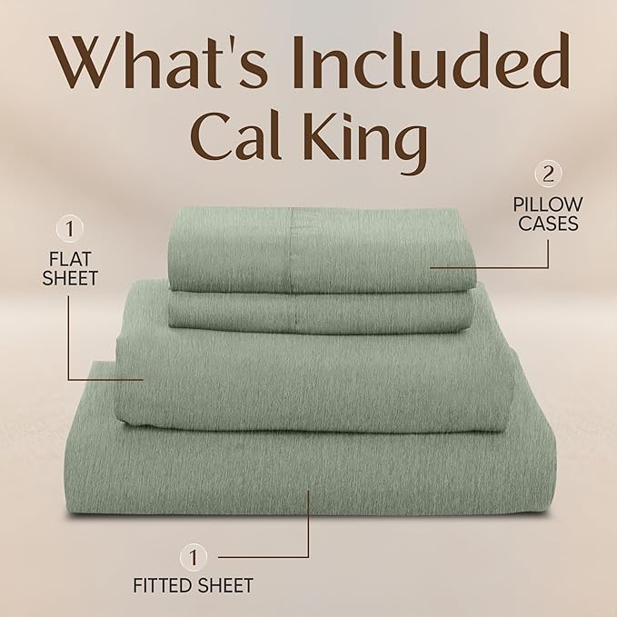 Utopia Bedding California King Size Sheet Set – 4 Piece Bed Sheets, Soft and Breathable Microfiber, Includes 1 Fitted Sheet, 1 Flat Sheet and 2 Pillowcases – Oeko Tex (Heather Sage)