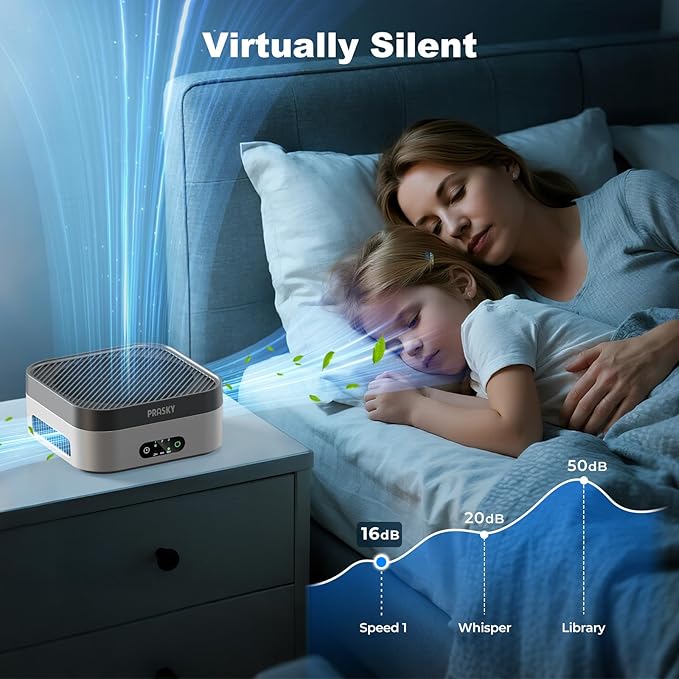 Air Purifiers for Home, H13 True HEPA Filter Captures Smoke Odor Pet Dander, Portable Quiet Car Air Purifier for RV/Desk/Bedroom/Office, Covers up to 600 Ft², Timer - 1 Filter