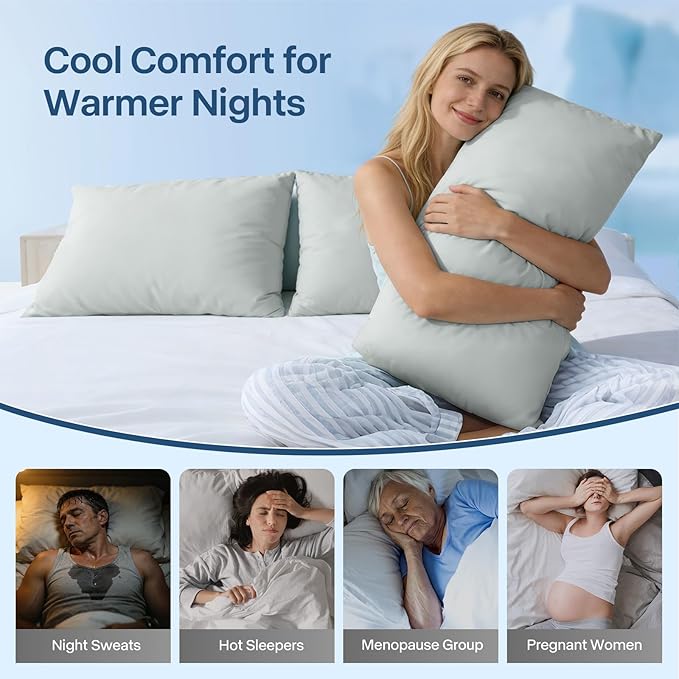 Luxury Cooling Pillowcases King Size 2 Pack, Q-Max>0.4 Cool Touch for Hot Sleepers&Night Sweats Beauty Sleep Anti-Frizz, Softer Than Silk Pillowcover Oeko-TEX Certified Grey