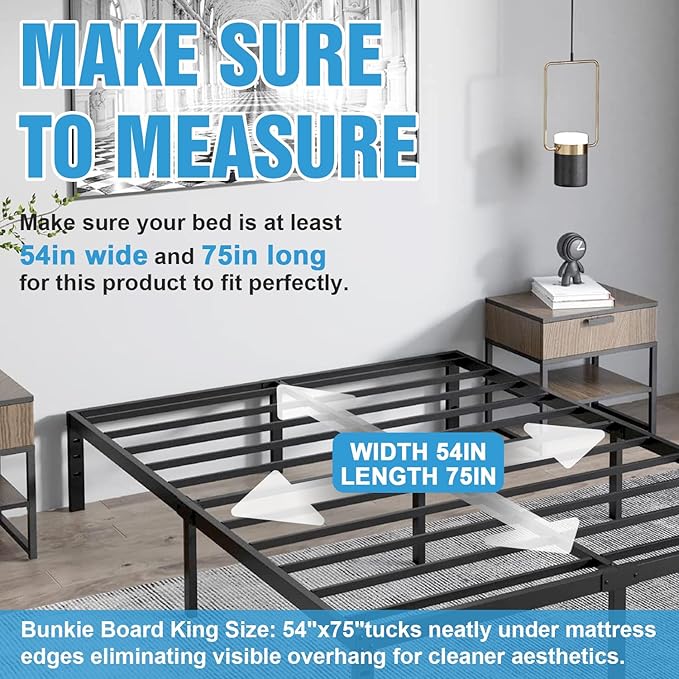 Bunkie Board Full Size (54x75''), 10mm Bed Boards for Under Mattress, Breathable, Noise Minimizing, Moisture Resistant Bunkieboards, Heavy Duty Bed Support Board for Platform & Slatted Frames