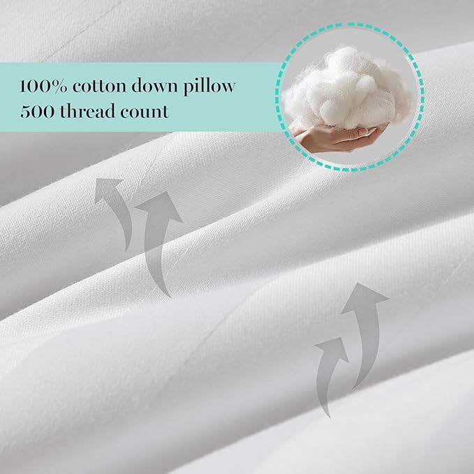 Martha Stewart Hotel Collection Bed Pillows 100% Cotton 500 Thread Count Damask Stripe Embroidered King Size Set of 2
