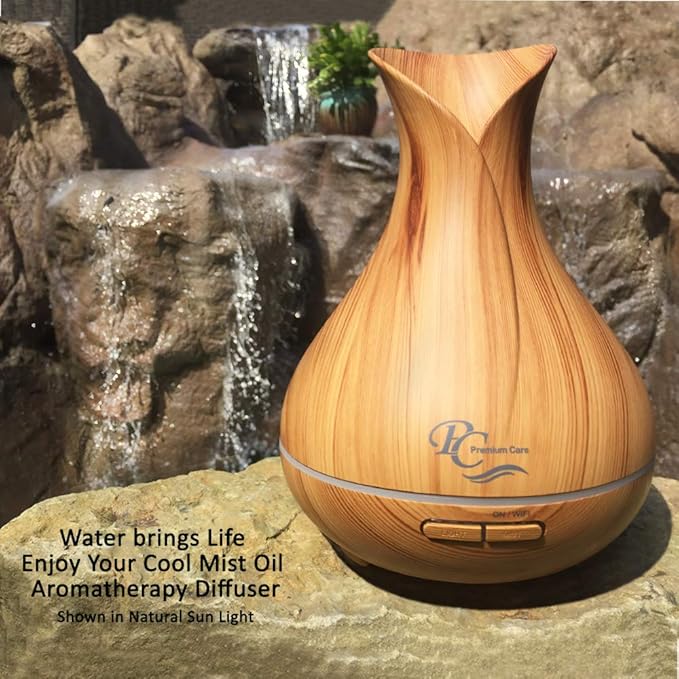 Sierra Modern Home Smart WiFi Humidifier - Aromatherapy Essential Oil Diffusers with App Control & Voice Control - Works with Alexa & Google Home - 400ml Ultrasonic Diffuser & Humidifier - Light Brown