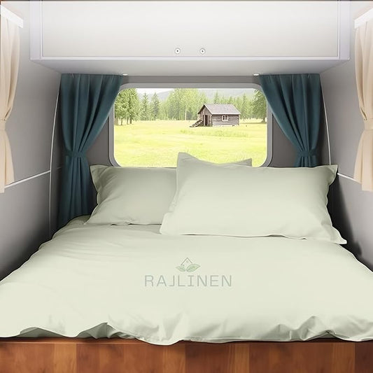 Full XL RV Camper Sheet Set (54x80) – 100% Egyptian Cotton, Soft & Cooling, 16” Deep Pocket Fitted Sheet, Luxury Hotel Quality Bedding for RVs, Campers & Motorhomes (Ivory Solid)