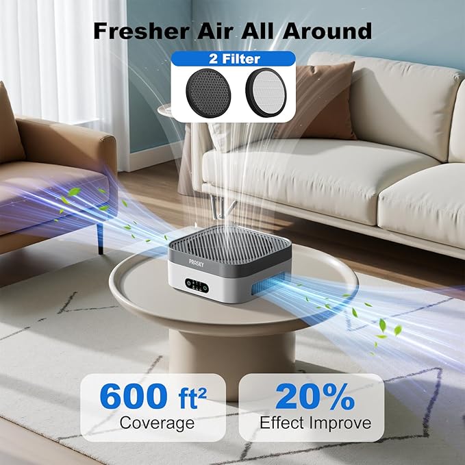 Air Purifiers for Home, H13 True HEPA Filter Captures Smoke Odor Pet Dander, Portable Quiet Car Air Purifier for RV/Desk/Bedroom/Office, Covers up to 600 Ft², Timer - 2 Filter
