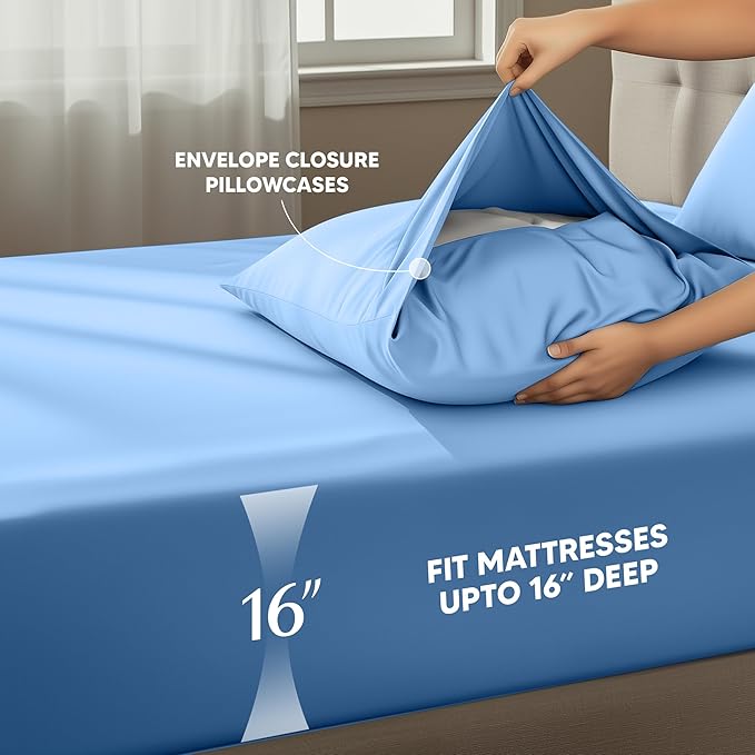 Utopia Bedding Twin Sheet Set – 3 Piece Bed Sheets for Twin Size Bed, Soft and Breathable Microfiber, Includes 1 Fitted Sheet, 1 Flat Sheet and 1 Pillowcase – Oeko Tex (Dutch Blue)