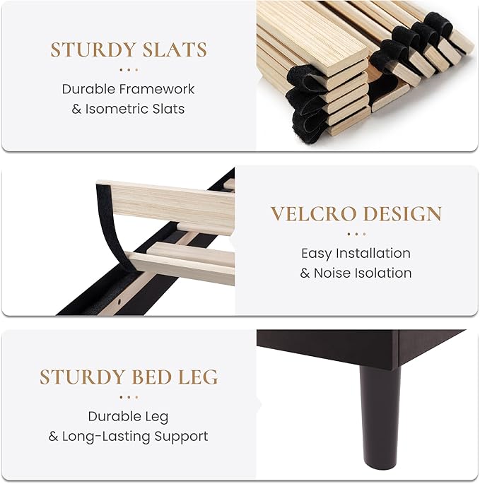 SHA CERLIN Queen Size Platform Bed Frame, Velvet Upholstered Bed with Adjustable Headboard, Vertical Channel Tufted Design, Sturdy Wood Slat Support, No Box Spring Needed, Easy Assembly, Black