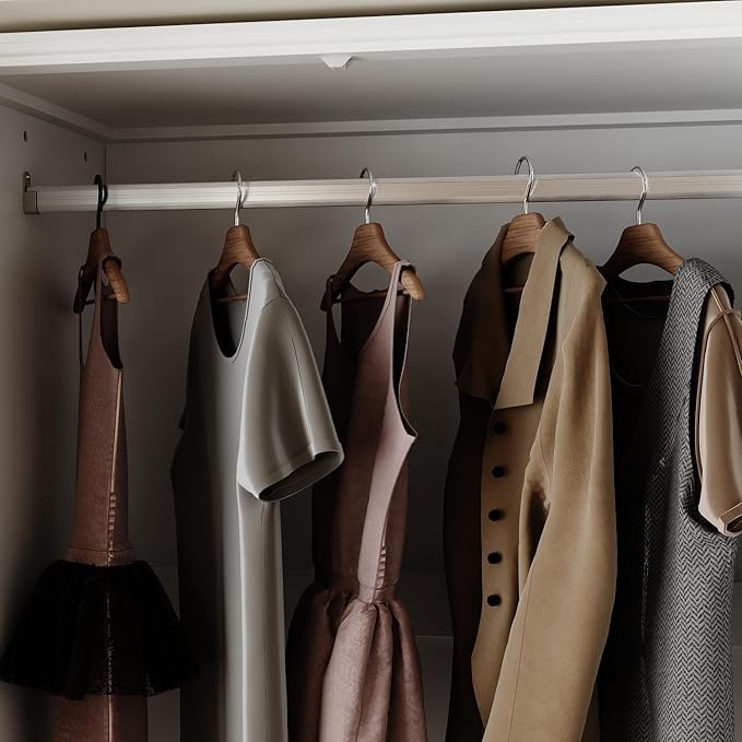 FUFU&GAGA Wardrobe Closet with Glass Doors, 3 Drawers, Modern White Bedroom Armoire with Gold Handles, Modern Clothes Storage Cabinet with Shelf, Hanging Rod, 31.7”W x 19.3”D x 74.8”H
