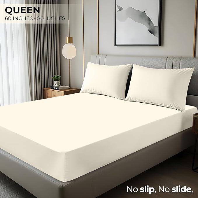 Utopia Bedding Queen Fitted Sheet - Bottom Sheet - Deep Pocket - Soft Microfiber - Shrinkage and Fade Resistant - Easy Care -1 Fitted Sheet Only (Ivory)