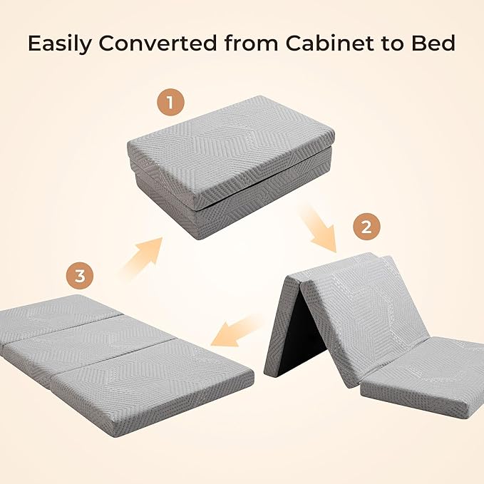 MLILY Tri-Fold Memory Foam Mattress, 6 inch Queen Folding Mattress with Collapsible and Washable Cover, Travel and Guest Mat, 80"×60"×6", Grey