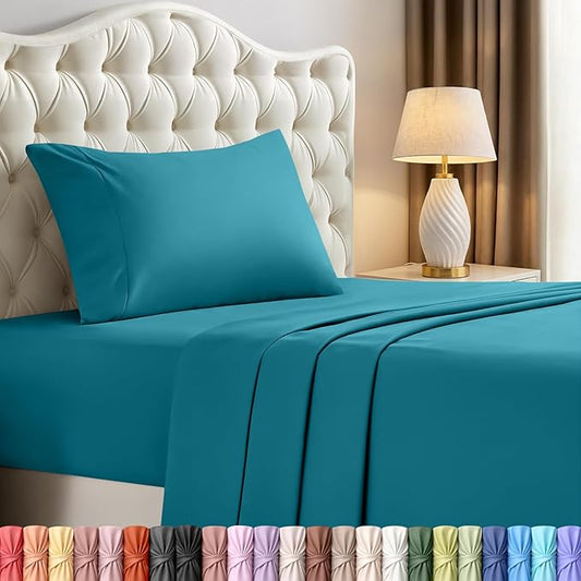 Utopia Bedding Twin XL Sheet Set – 3 Piece Bed Sheets for Twin XL Size Bed, Soft and Breathable Microfiber, Includes 1 Fitted Sheet, 1 Flat Sheet and 1 Pillowcase – Oeko Tex (Denim Blue)
