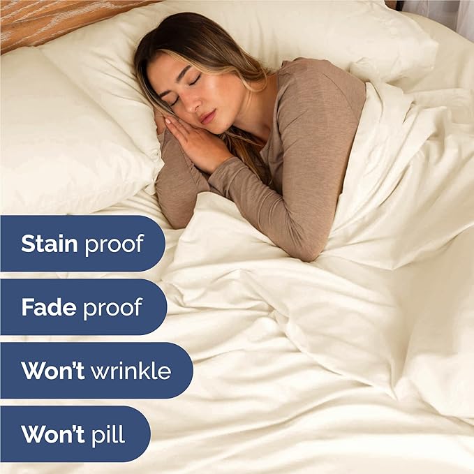 Queen 6 Piece Sheet Set - Comfy, Breathable & Cooling - Hotel Luxury Bedding for Women, Men, Kids, Teens & Children - 1 Flat & 1 Fitted Sheet & 4 Pillowcases w/ Deep Pockets - Wrinkle Free - Off White