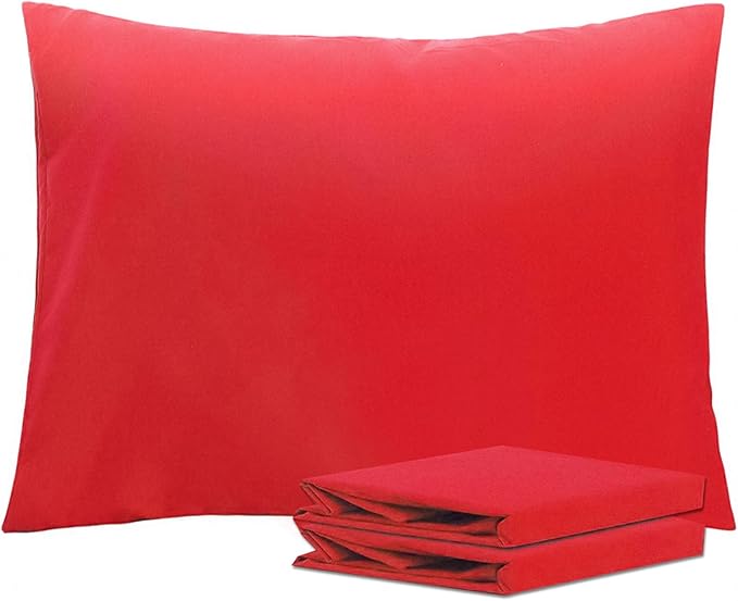 NTBAY Standard Pillowcase Set - 2 Pack Brushed Microfiber 20x26 Pillowcases - Soft, Wrinkle-Free, Fade-Resistant, Stain-Resistant, Red Pillowcases with Envelope Closure - 20x26 Inches, Red