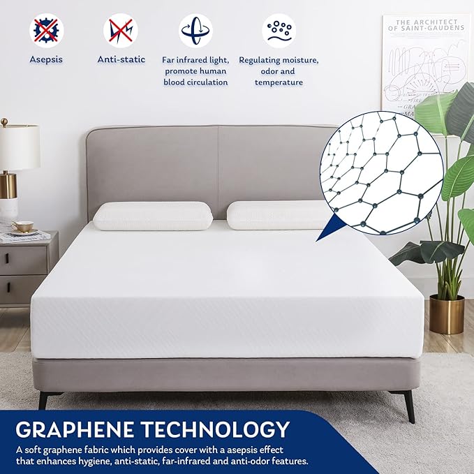 MLILY Twin XL Mattress in a Box, 10 inch Bed Mattresses, Cooling Gel Green Tea Memory Foam, Medium Firm