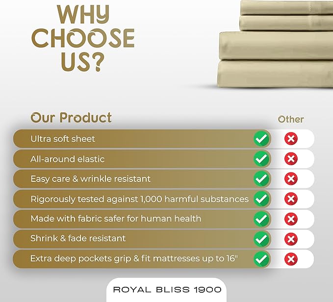 Twin Size Sheet Set - 3Pcs, Deep Pockets, Cooling, Soft & Lightweight, All-Season Comfort - Tan