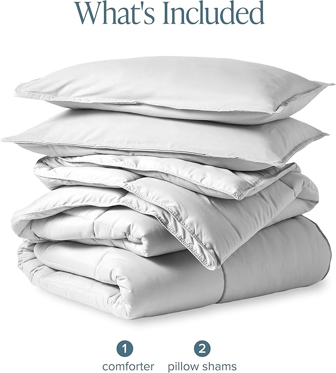 Bare Home Comforter Set - King/California King Size - Ultra-Soft - Goose Down Alternative - Premium 1800 Series - All Season Warmth (King/Cal King, Cloud Grey)