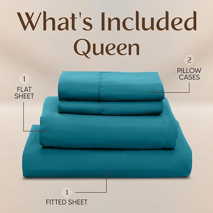 Utopia Bedding Queen Size Sheet Set – 4 Piece Bed Sheets, Soft and Breathable Microfiber, Includes 1 Fitted Sheet, 1 Flat Sheet and 2 Pillowcases – Oeko Tex (Denim Blue)