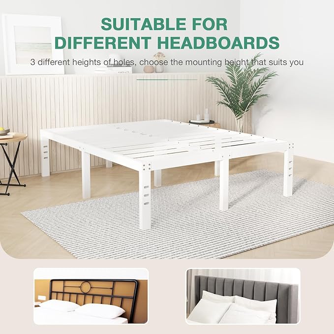 Novilla King Size Bed Frame, 14 Inch Metal Platform Bed Frame King Size with Storage Space Under Bed, Heavy Duty Steel Slat Support, Easy Assembly, No Box Spring Needed, White