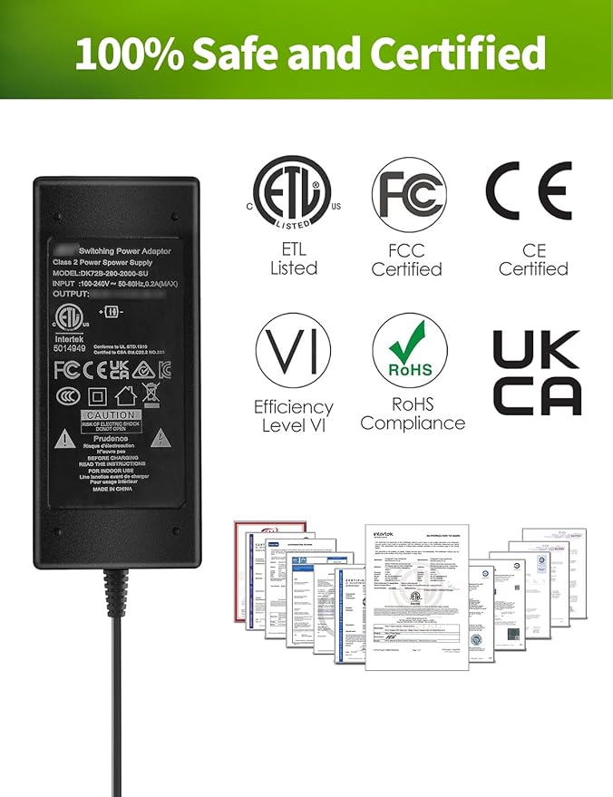 Adjustable Bed Base Power Supply for Sealy Ease, Serta New Generation, Ergo and Extend, Electric Bed Power Supply Replacement Power Cord Kit, Switching Power Supply Transformer