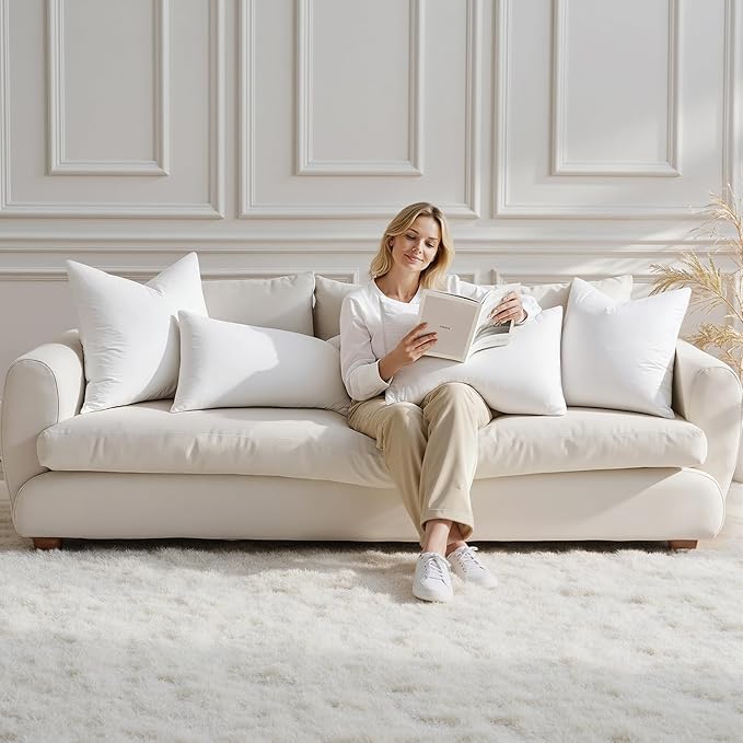 MIULEE 14x36 Inch Down Feather Pillow Insert,Fluffy and Comfy Throw Pillow with Cotton Fabric for Bed Couch and Sofa