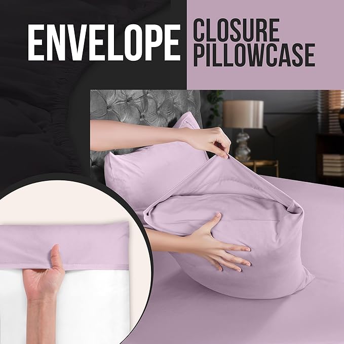 Utopia Bedding Standard Pillow Cases - 4 Pack - Envelope Closure - Soft Brushed Microfiber Fabric - Shrinkage and Fade Resistant Pillow Covers Standard Size 20 X 26 Inches (Standard, Lavender)