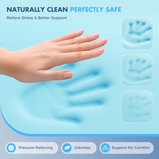 Queen Size Dual Layer 4 Inch Memory Foam Mattress Topper for Pressure Relief, 2" Breathable Pillow Top Plus 2" Cooling Gel Memory Foam Mattress Pad, 21" Elastic Pocket, Medium Support, White