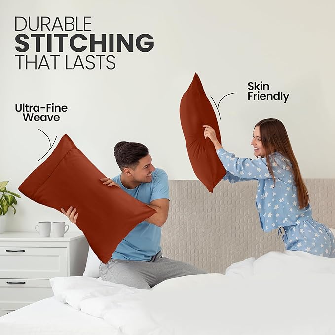 Utopia Bedding Queen Pillow Cases - 2 Pack - Envelope Closure - Soft Brushed Microfiber Fabric - Shrinkage and Fade Resistant Pillow Covers Queen Size 20 X 30 Inches (Queen, Orange)