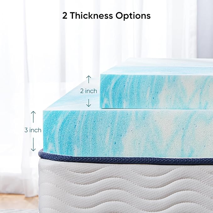 Marsail Mattress Topper Full, 3-inch Gel Memory Foam, Bed Topper for Full Size Bed, Soft for Sleeper Sofa, RV, Camper, Made with CertiPUR-US® Certified Foam