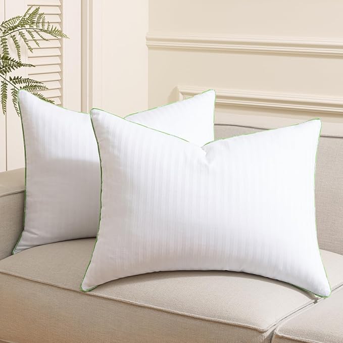 Ashler Home Deco Synthetic Down Pillow Inserts, 20x26 Down Alternative Throw Pillows Insert Sleeping Pillows with 100% Cotton Cover Decorative Pillow Stuffer for Sofa, Couch Bed(Set of 2, White)