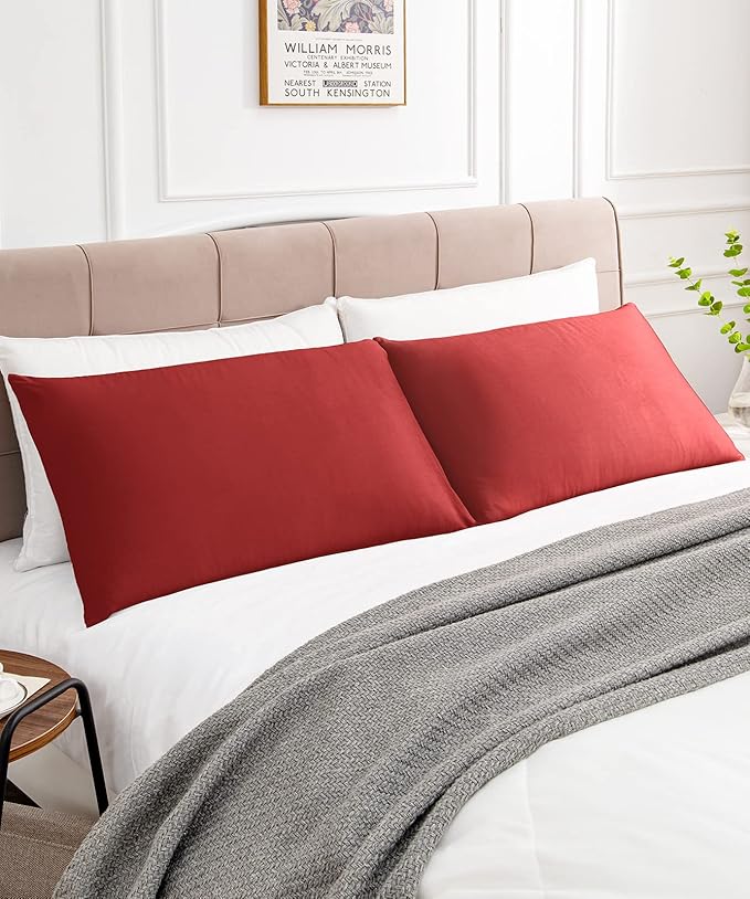 Warmstar Cotton Pillow Cases Standard Size Set of 2, 600 Thread Count Pillowcases 20x26 Inches, Soft Long Staple Cotton Pillowcases Breathable with Envelope Closure,Wine Red