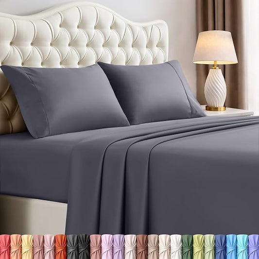 Utopia Bedding Full Size Sheet Set – 4 Piece Bed Sheets, Soft and Breathable Microfiber, Includes 1 Fitted Sheet, 1 Flat Sheet and 2 Pillowcases – Oeko Tex (Grey)