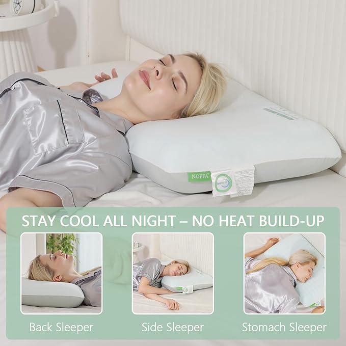 Premium Standard Pillow, Extra Soft Ice-Feel Breathable Cooling Pillow with Ventilated Sponge-Fill Support, Memory Foam Pillows-Style Bed Pillow for Hot Sleepers