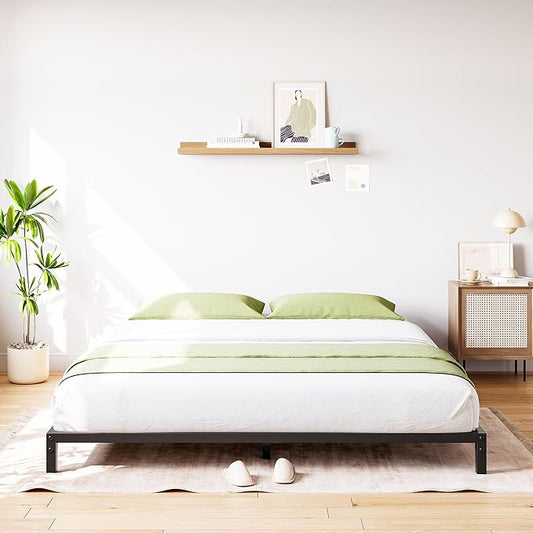 GarveeHome Queen Size Bed Frame, 6 Inch Metal Platform Bed Frames with Heavy Duty Steel Slat Support, No Box Spring Needed, Noise Free,Anti-Sliding Slat,Easy Assembly, Under Bed Storage