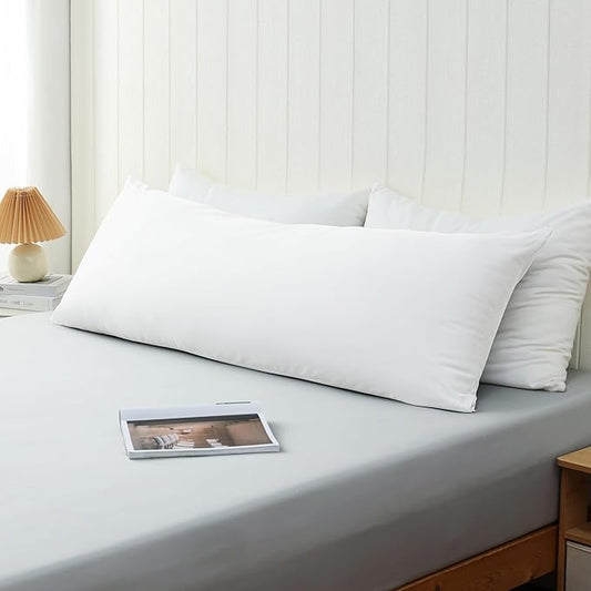 100% Cotton Soft Body Pillow Protectors with Invisible Zipper 20X54 Inches Body Pillow Cases, 600 Thread Count Soft Pillow Cases, White Color 1-Pack