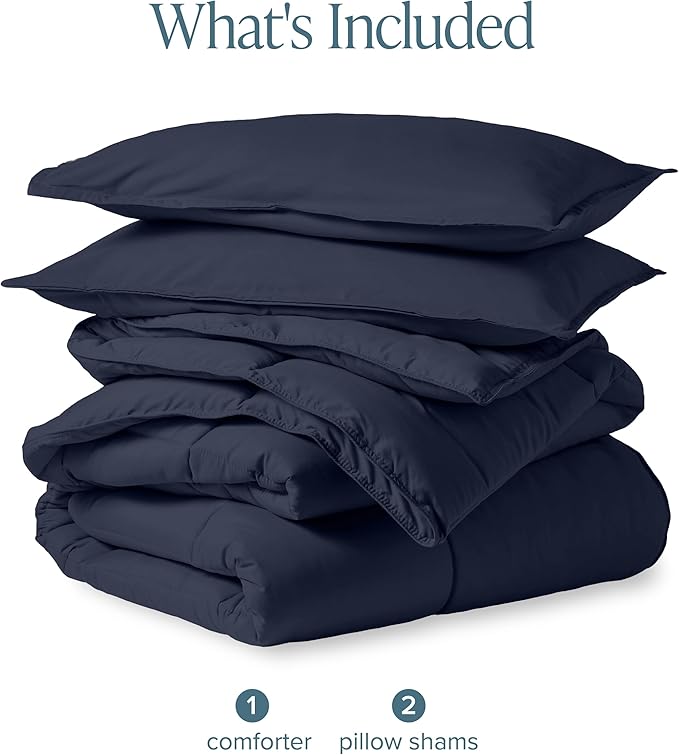 Bare Home Comforter Set - Oversized Queen Size - Ultra-Soft - Goose Down Alternative - Premium 1800 Series - All Season Warmth (Oversized Queen, Midnight Blue)