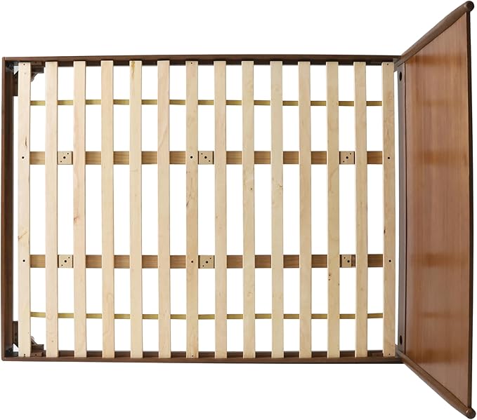 Merax California King Size Solid Wood Platform Bed, Mid-Century Modern Bed Frame with Splayed Legs, 600 lbs Weight Capacity, No Box Spring Needed, Brown