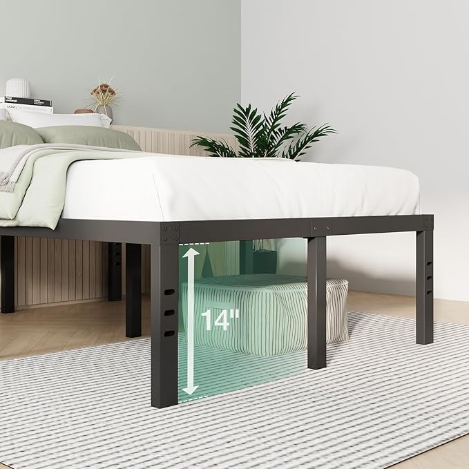 Novilla Bed Frame Queen Size, 16 Inch Simplicity Metal Platform Queen Bed Frame with Underbed Storage, No Box Spring Needed, Heavy Duty Steel Slat Support, for Bedroom, Guest Room, Noiseless