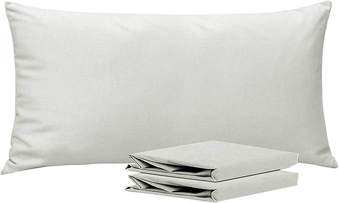 NTBAY King Pillowcase Set - 2 Pack Brushed Microfiber 20x40 Pillowcases - Soft, Wrinkle-Free, Fade-Resistant, Stain-Resistant, Light Grey Pillowcases with Envelope Closure - 20x40 Inches, Light Grey