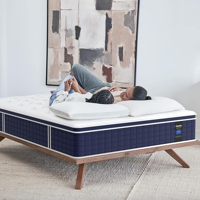 Coolvie 14" Twin XL Size Hybrid Mattress — Medium Firm Luxury — Cooling Gel Foam & Pocket Spring Support — 100% Fiberglass-Free — Edge-to-Edge Support for Pressure Relief