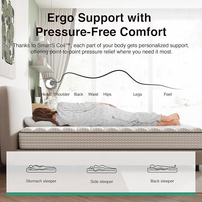 Novilla 6 Inch Queen Mattress, Hybrid Queen Size Mattresses with BioAir Comfort Foam for Pressure Relief, Medium Plush Colchones with Innerspring CertiPUR-US Certified for Kids Mattress in a Box