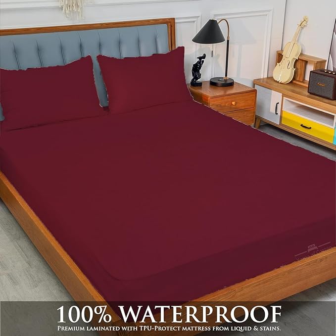 Cot Mattress Protector 30"x75" Waterproof, Terry Soft and Noiseless Mattress Protector Perfect for Daybed 30" X 75" Mattress/Narrow Twin/Cot Size/Rv Bunk/Camping Cot (Burgundy)